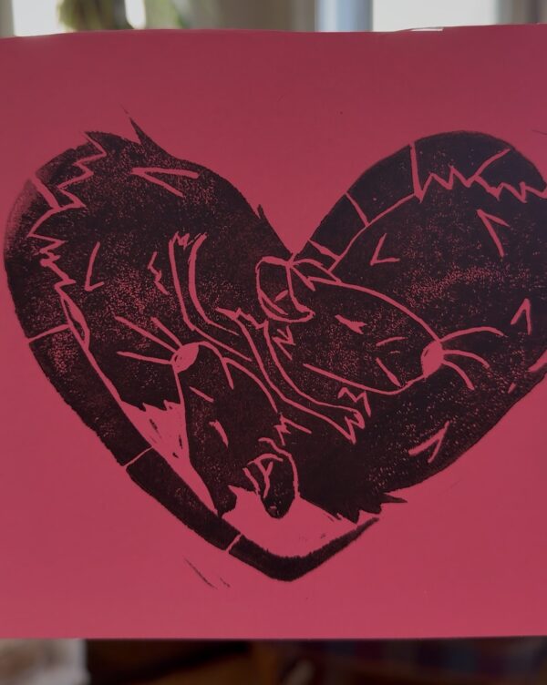 Rat Love Paper Block Print