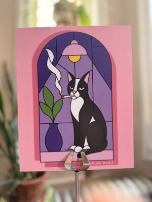 Smoking Cat Print