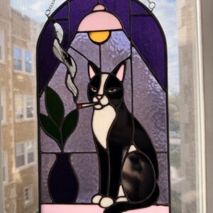 Smoking Cat Stained Glass
