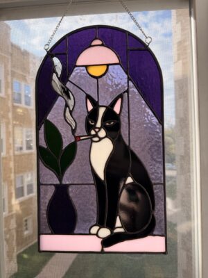 Smoking Cat Stained Glass